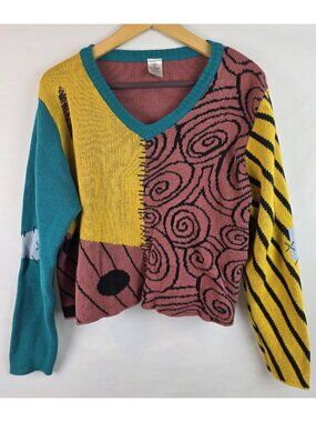 Disney Nightmare Before Christmas Sweater Size XL Sally Halloween Cropped Top